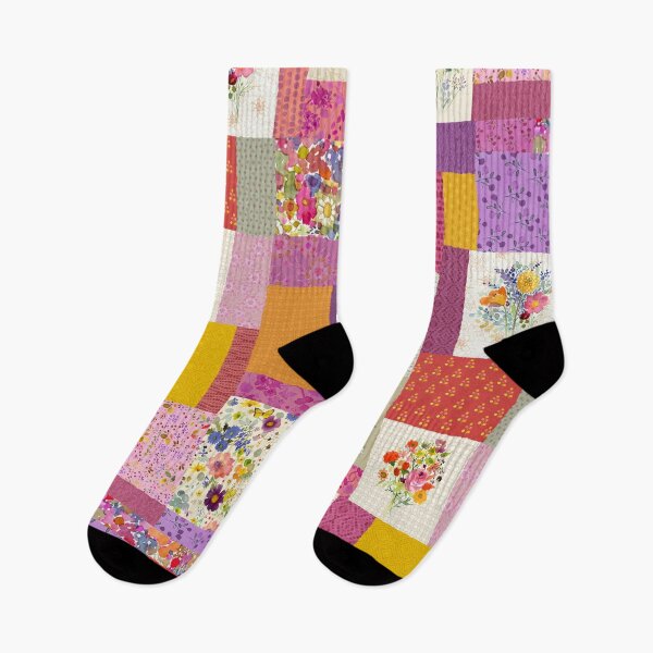 Item preview, Pink Painted Patchwork Floral Watercolor Pattern designed and sold by Sue Zipkin.