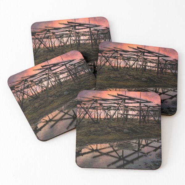 Item preview, Norwegian Cod Drying Racks at Sunset designed and sold by nbrandsberg.