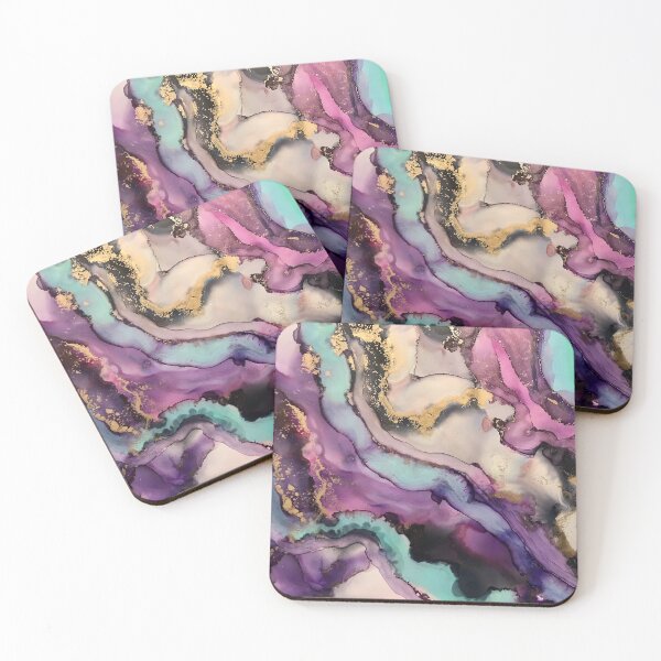Item preview, Ego - Alcohol ink artwork with grey, purple, pink, aqua, gold, white designed and sold by NessaLovell.