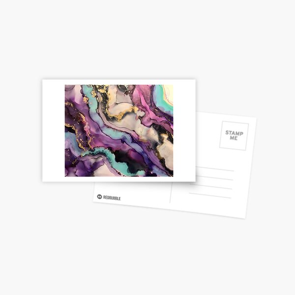 Item preview, Ego - Alcohol ink artwork with grey, purple, pink, aqua, gold, white designed and sold by NessaLovell.