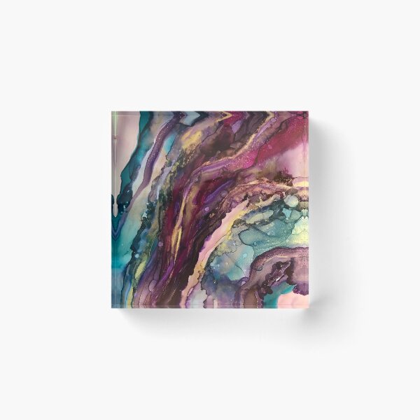 Item preview, Agate Slices - Alcohol Ink artwork with magenta, purple, teal, gold, white designed and sold by NessaLovell.