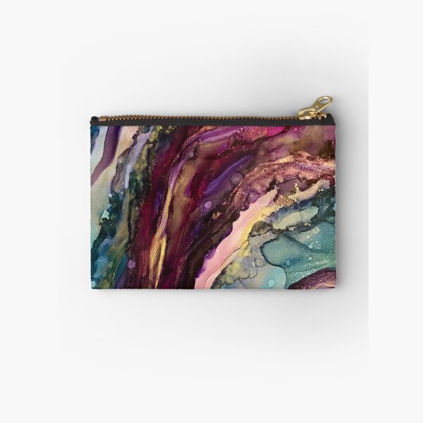 Item preview, Agate Slices - Alcohol Ink artwork with magenta, purple, teal, gold, white designed and sold by NessaLovell.