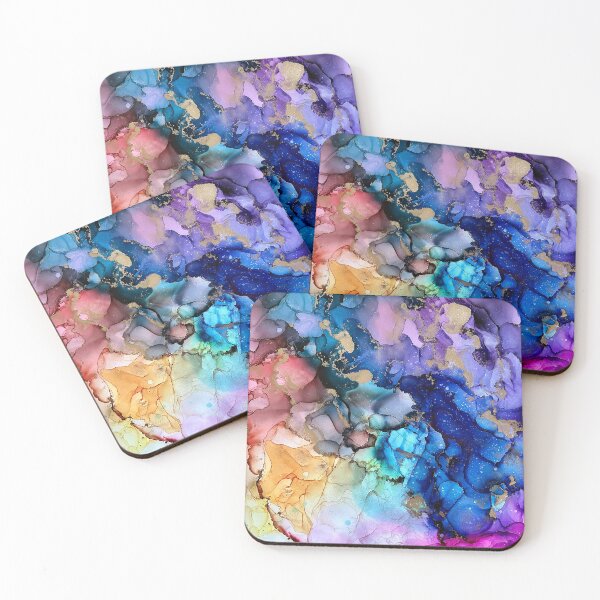 Item preview, Unleashed - alcohol ink artwork blues, purple, pinks, yellow, gold designed and sold by NessaLovell.