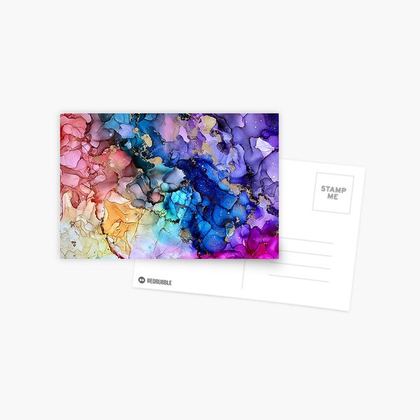 Item preview, Unleashed - alcohol ink artwork blues, purple, pinks, yellow, gold designed and sold by NessaLovell.