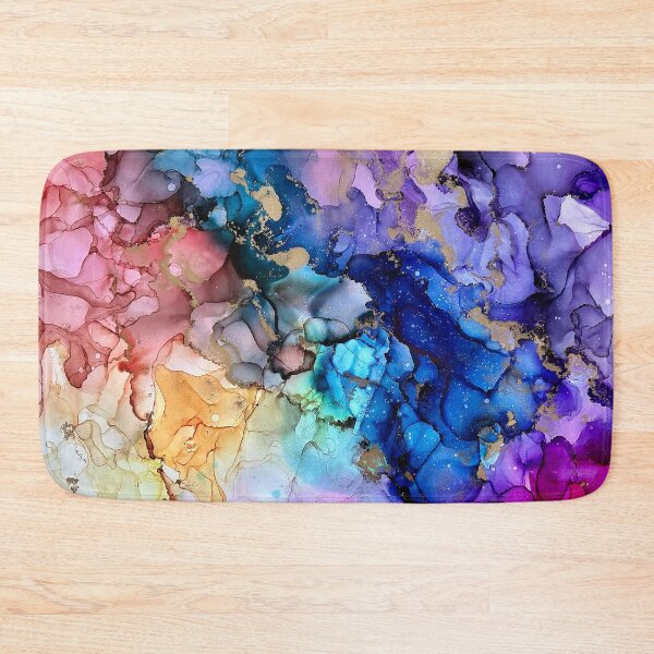Item preview, Unleashed - alcohol ink artwork blues, purple, pinks, yellow, gold designed and sold by NessaLovell.