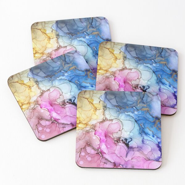 Item preview, Transformation - alcohol ink artwork with pastel yellow, pink, blue, purple designed and sold by NessaLovell.