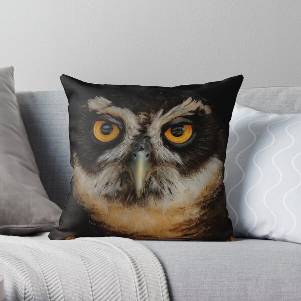 Trading Glances with a Spectacled Owl Throw Pillow