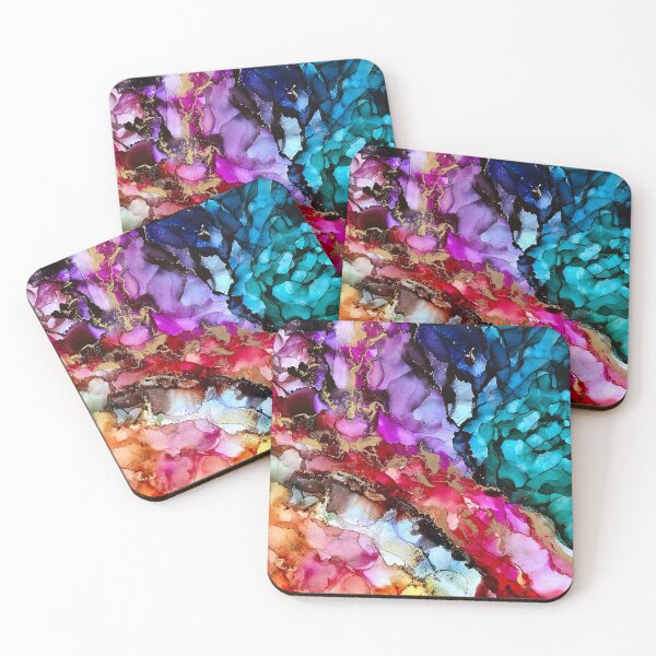 Item preview, Awaken - alcohol ink artwork with rainbow colours designed and sold by NessaLovell.