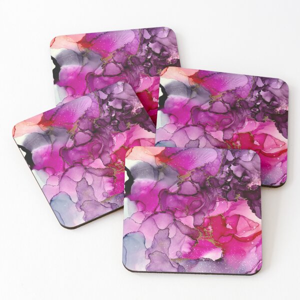 Item preview, Excite - alcohol ink artwork with magenta, purples, gold, coral designed and sold by NessaLovell.