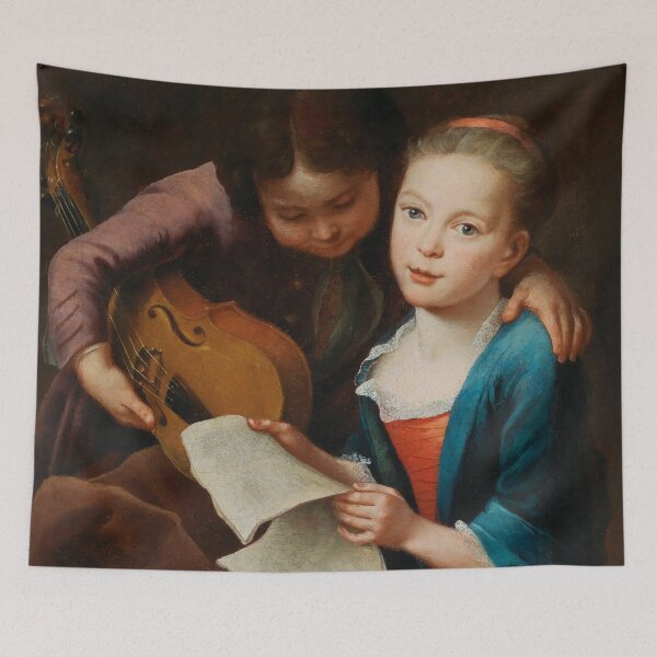 Item preview, Two Children Making Music | Gottfried Eichlerr the Elder | 1746 Wholesome Music Art designed and sold by CJET.