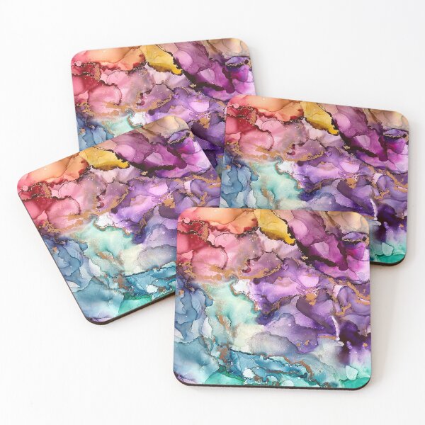 Item preview, Awakening to Possibility - alcohol ink artwork with pastel rainbow colours designed and sold by NessaLovell.
