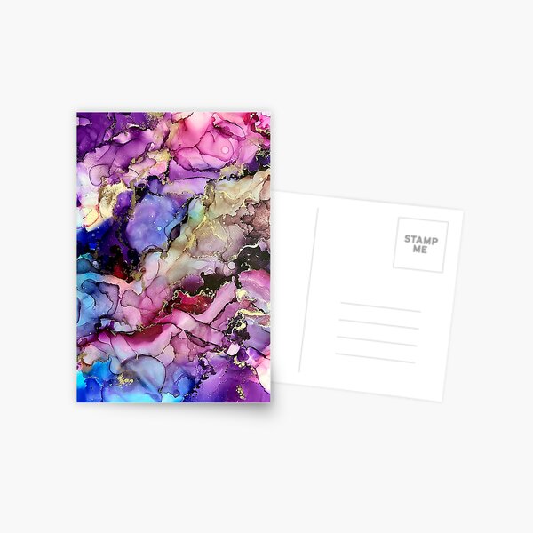 Item preview, Sensation - alcohol ink artwork with pinks, purples, gold, blues designed and sold by NessaLovell.