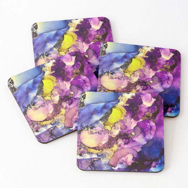 Item preview, Courage - alcohol ink artwork with violet, lime and cobalt designed and sold by NessaLovell.