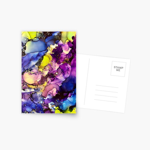Item preview, Courage - alcohol ink artwork with violet, lime and cobalt designed and sold by NessaLovell.
