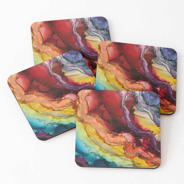 Item preview, Perfectly Imperfect - Alcohol ink artwork with rainbow colours designed and sold by NessaLovell.