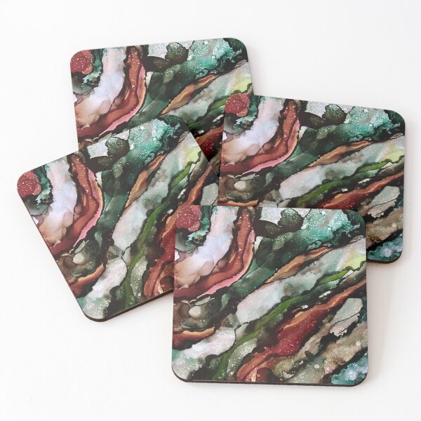 Item preview, Stillness of Nature - alcohol ink artwork with browns, green and white designed and sold by NessaLovell.