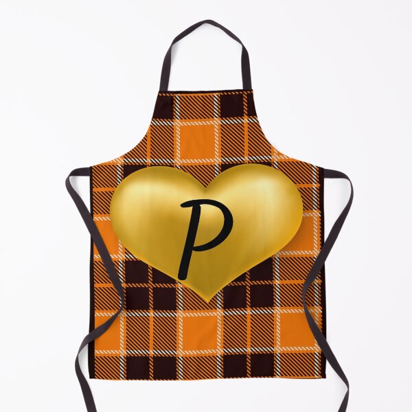 Artikelvorschau, Abstraktes warmes Plaid-Puff-Goldherz mit Anfangs-P entworfen und verkauft von SunMoonBeyond.