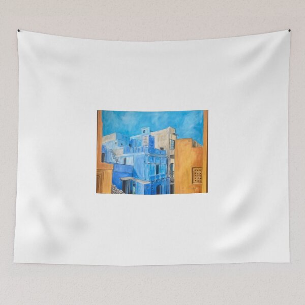 Item preview, Blue cityscape  designed and sold by Sukhpal Grewal Ethnic Art.