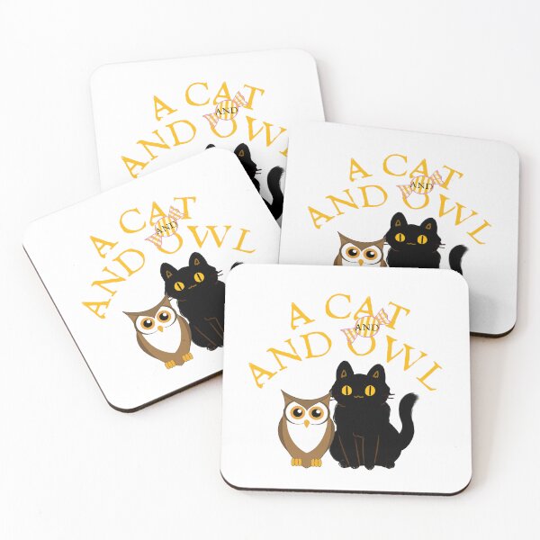 Item preview, A cat and an owl cute designed and sold by YouBeeVintage.