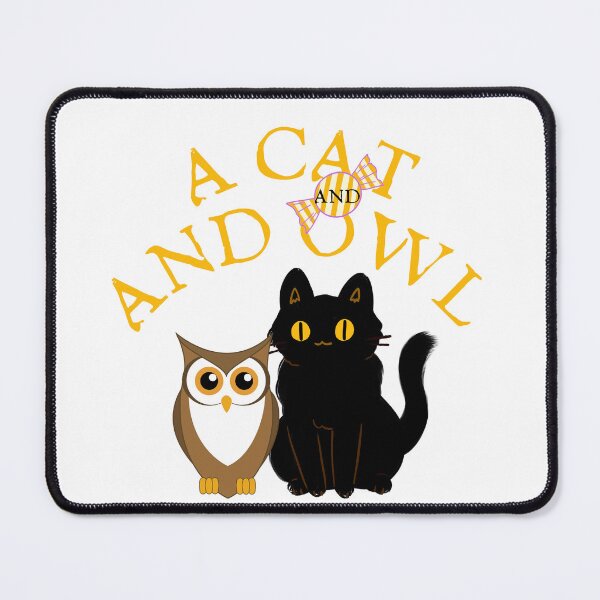 Item preview, A cat and an owl cute designed and sold by YouBeeVintage.