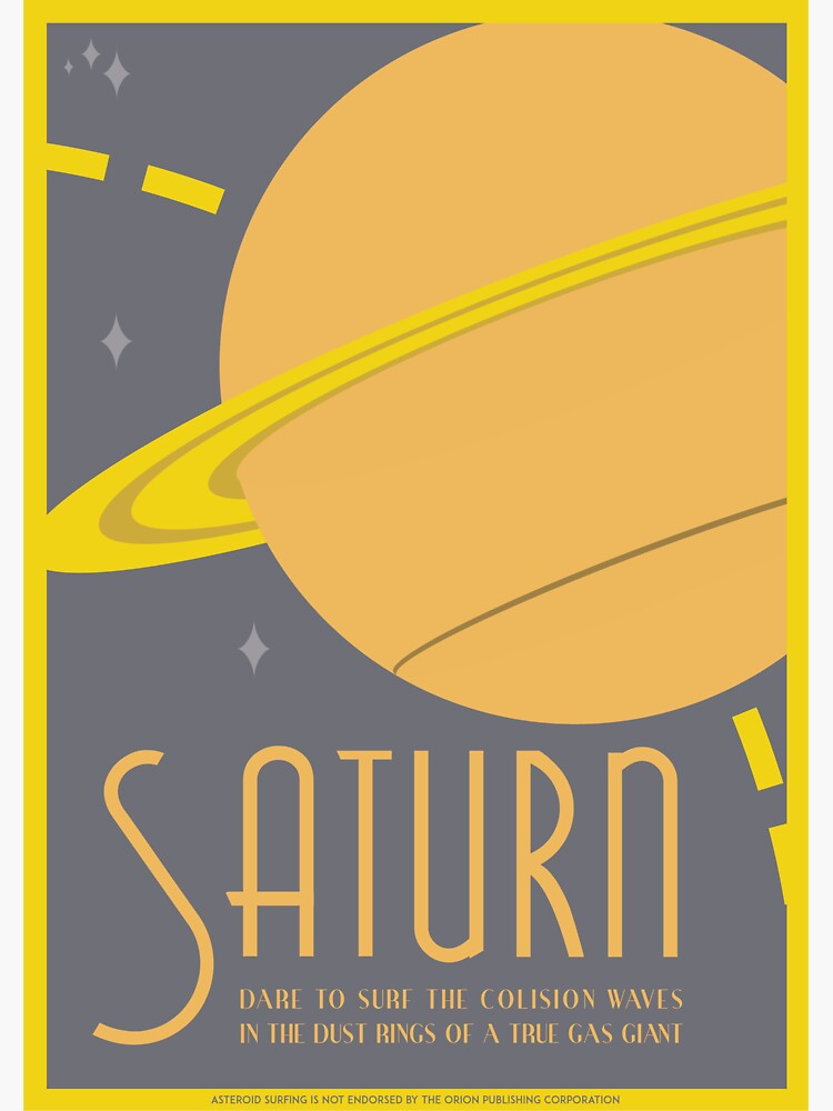 Saturn Art Deco Space Travel Poster Sticker By Walford Designs Redbubble 