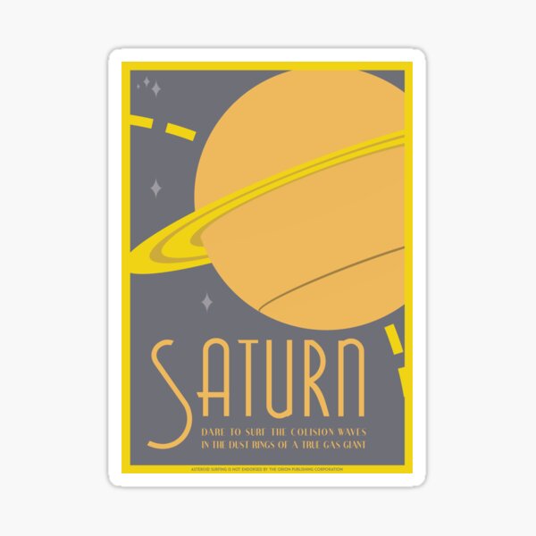 Saturn Art Deco Space Travel Poster Sticker