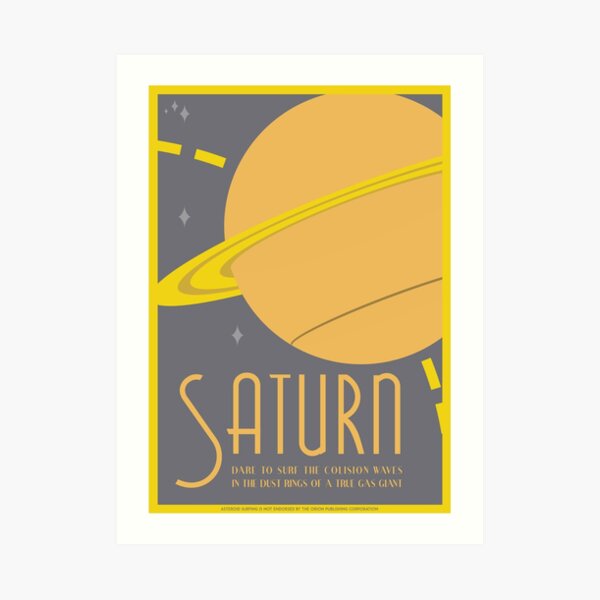 Saturn Art Deco Space Travel Poster Art Print