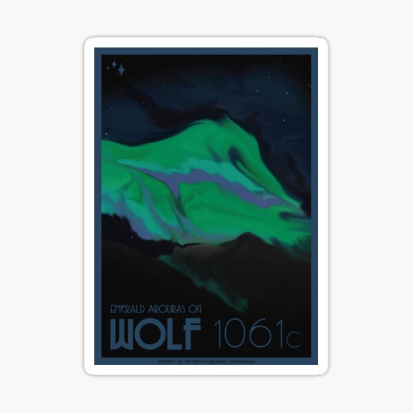 Art Deco Space Travel Poster Wolf 1061 C Sticker For Sale By Walford Designs Redbubble 