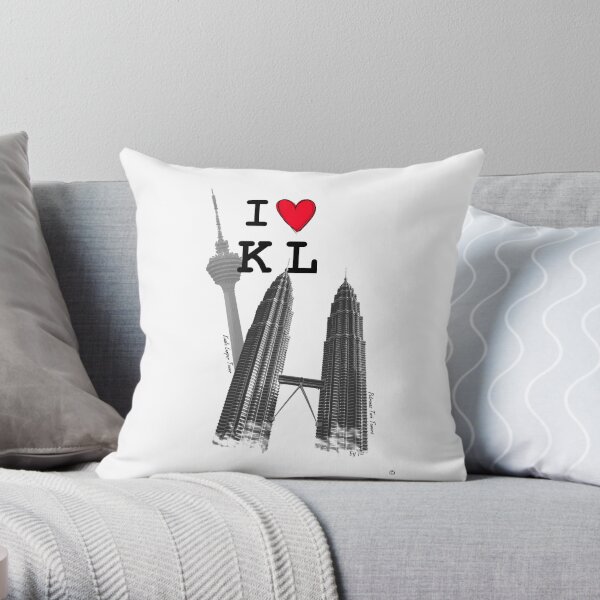I Love KL Tower & KLCC Throw Pillow