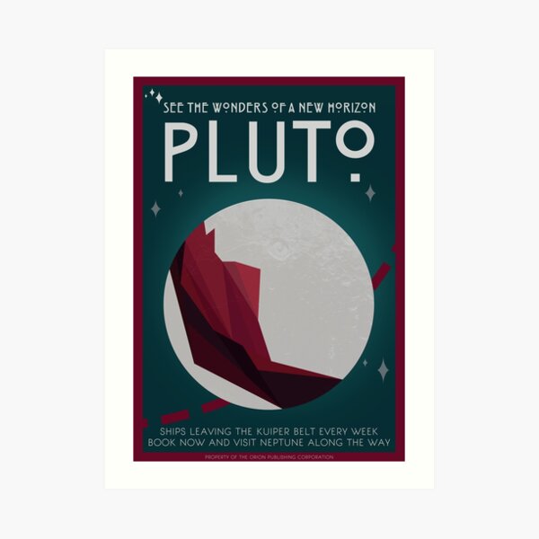Art Deco Space Travel Poster - Pluto Art Print