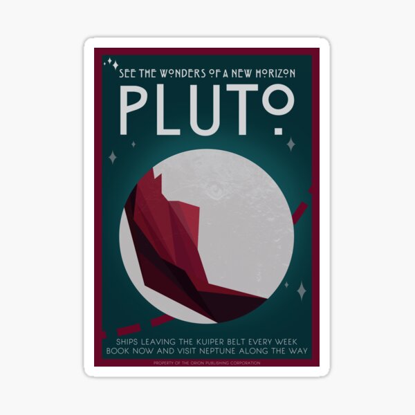 Art Deco Space Travel Poster - Pluto Sticker