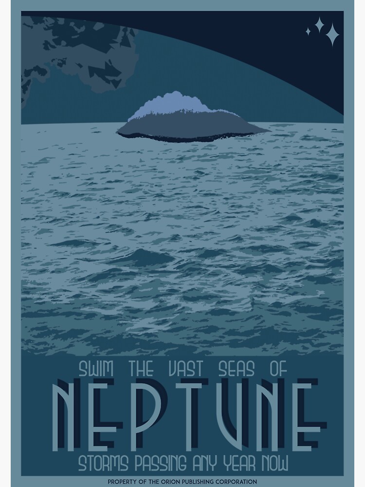 Art Deco Space Travel Poster Neptune Sticker For Sale By Walford Designs Redbubble 