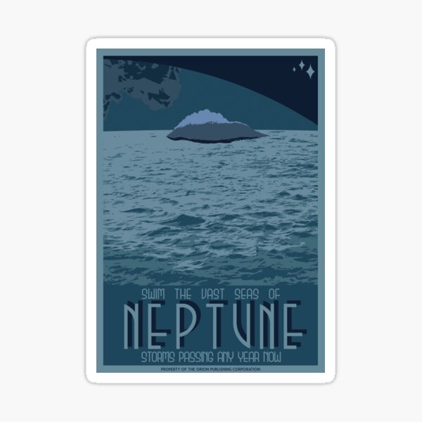 Art Deco Space Travel Poster - Neptune Sticker