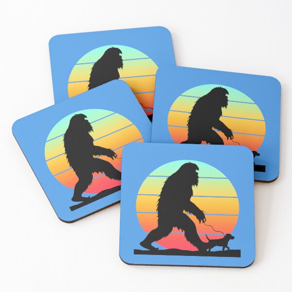 Item preview,  Bigfoot Walking Dog on Leash -  gradient sunset tee shirts stickers pillows and more designed and sold by FlippinTurtles.