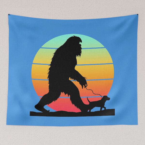 Item preview,  Bigfoot Walking Dog on Leash -  gradient sunset tee shirts stickers pillows and more designed and sold by FlippinTurtles.