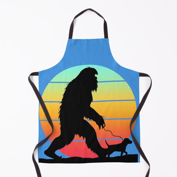 Item preview, Bigfoot Walking Dog on Leash - gradient sunset tee shirts stickers pillows and more designed and sold by FlippinTurtles.