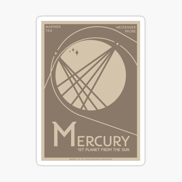 Art Deco Space Travel Poster Mercury Sticker By Walford Designs Redbubble 