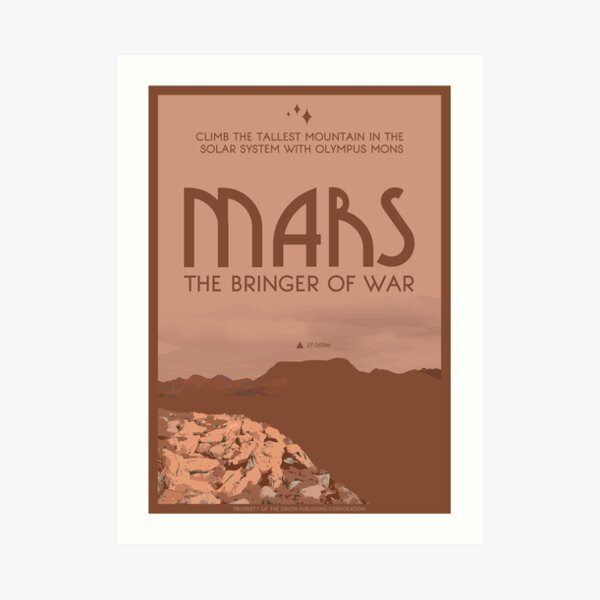 Art Deco Space Travel Poster Mars Art Print By Walford Designs Redbubble 