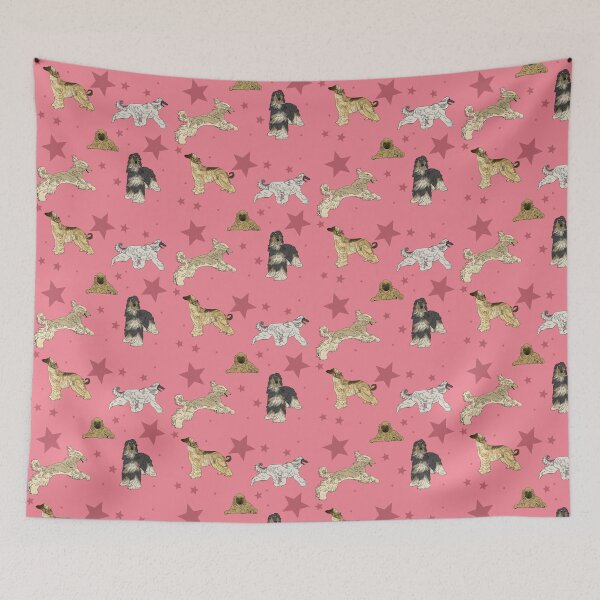Item preview, Afghan Hounds Stars Pink designed and sold by Ashley Gagnon.