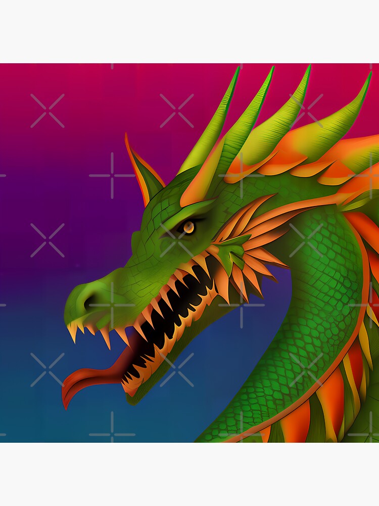 Thumbnail 3 of 3, Sticker, Green Fantasy Dragon designed and sold by dragynrain.