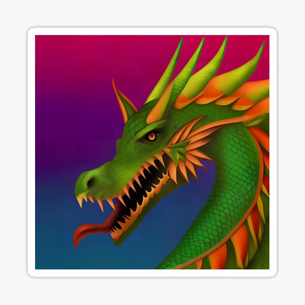 Green Fantasy Dragon Sticker