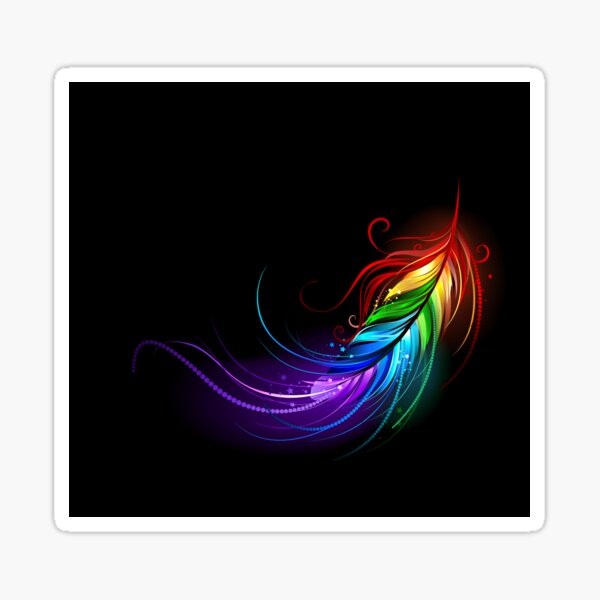 "Rainbow Feather On Black Background" Sticker For Sale By Blackmoon9 ...