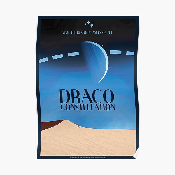 Art Deco Space Travel Poster - Draco Constellation Poster