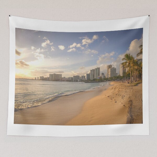 Item preview, Sunset at Waikiki Beach in Honolulu, Hawaii - Tropical Landscape Photos designed and sold by Ellodee.
