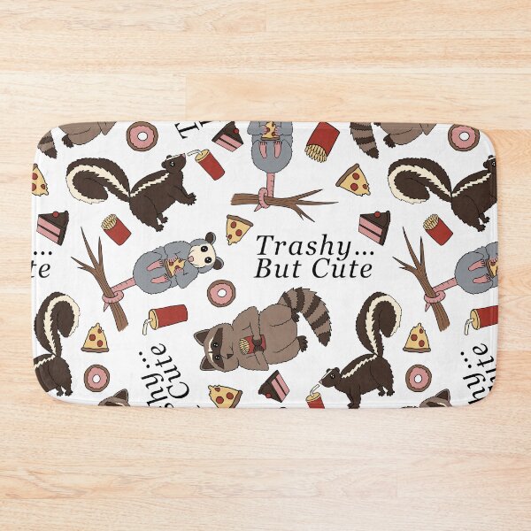 Item preview, Trashy... But Cute Pattern - Raccoon, Opossum, Skunk Pattern - junk food pattern - white background designed and sold by EcoElsa.