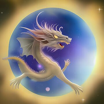 Artwork thumbnail, Gold Dragon Flying Through Wormhole by dragynrain