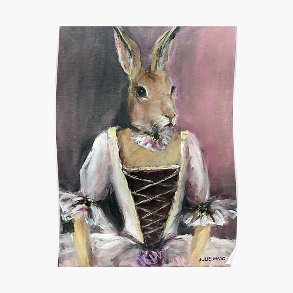 Pink Bunny portrait painting Poster