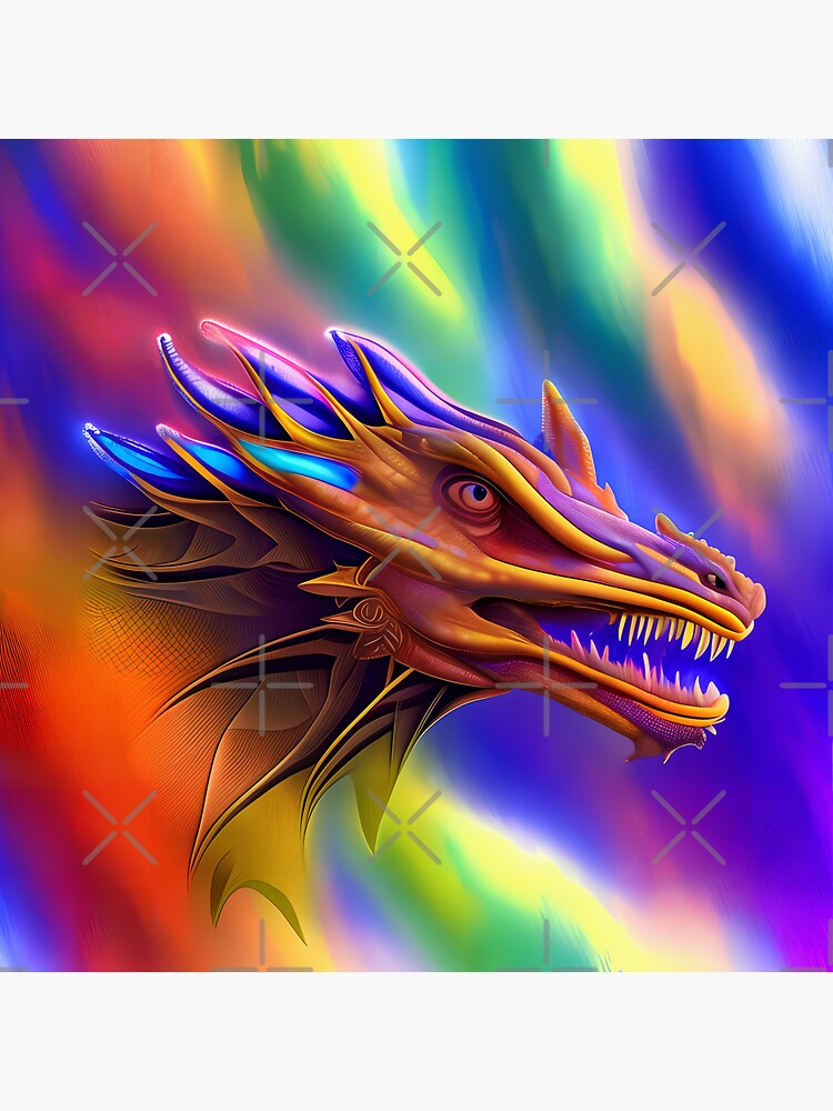 Thumbnail 3 of 3, Sticker, Aurora Borealis Rainbow Dragon designed and sold by dragynrain.