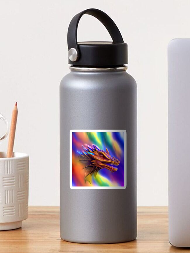 Thumbnail 1 of 3, Sticker, Aurora Borealis Rainbow Dragon designed and sold by dragynrain.