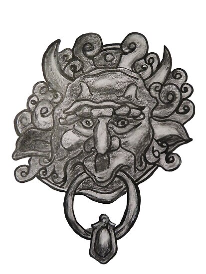 Labyrinth Door Knocker Ink Illustration Poster By Evekingartist